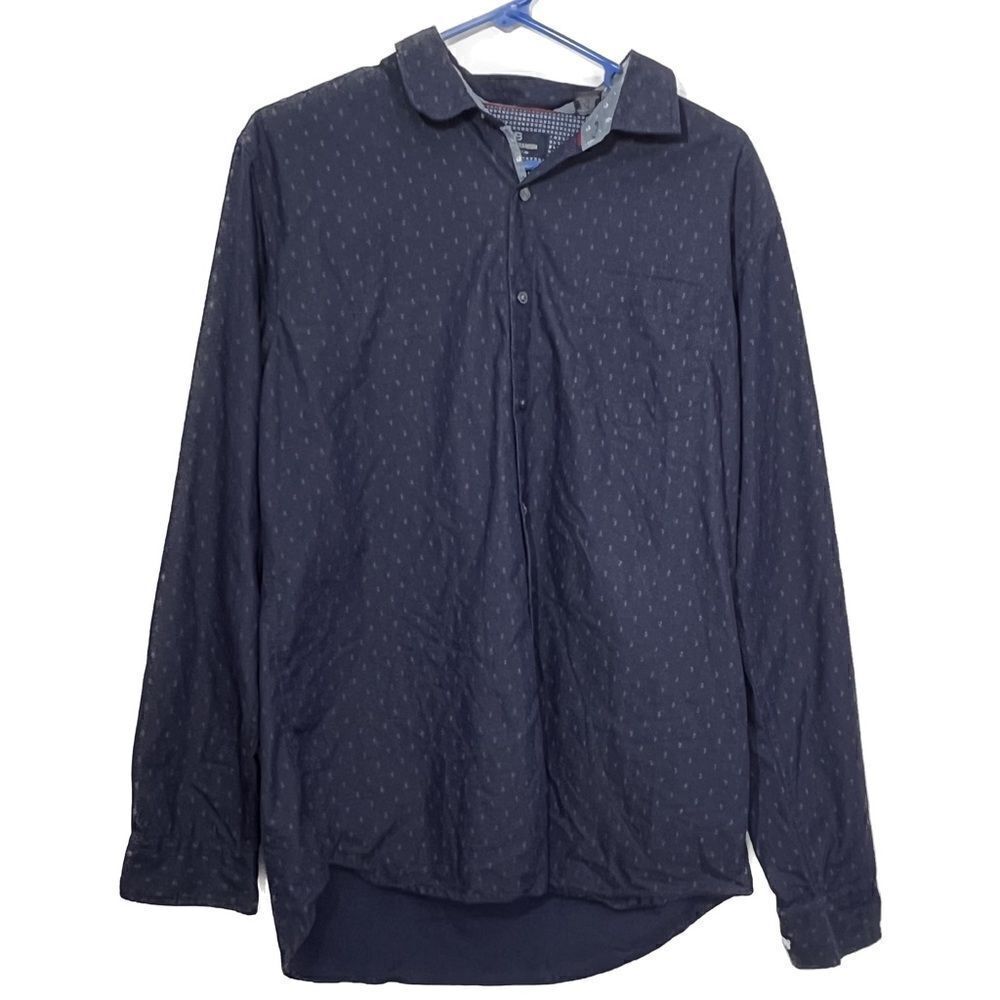 Michael, Brandon, men’s large, navy blue, long sleeve, cuffed, dress shirt